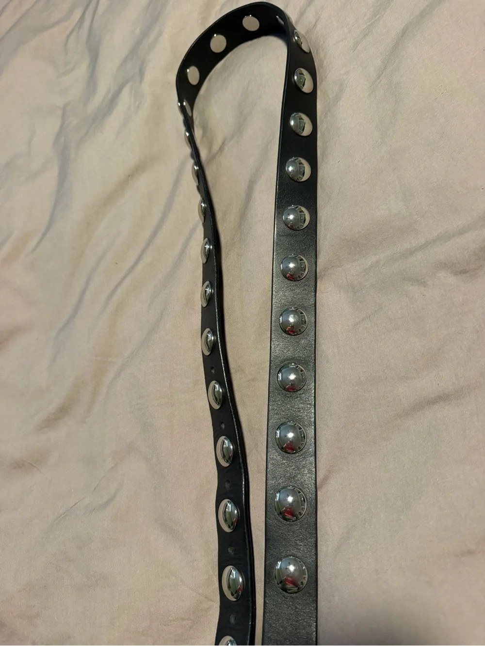 Madewell Black Leather Studded Hole Belt with Silver details, sz Large